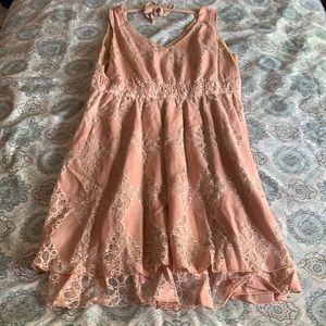 Woman light plink dress